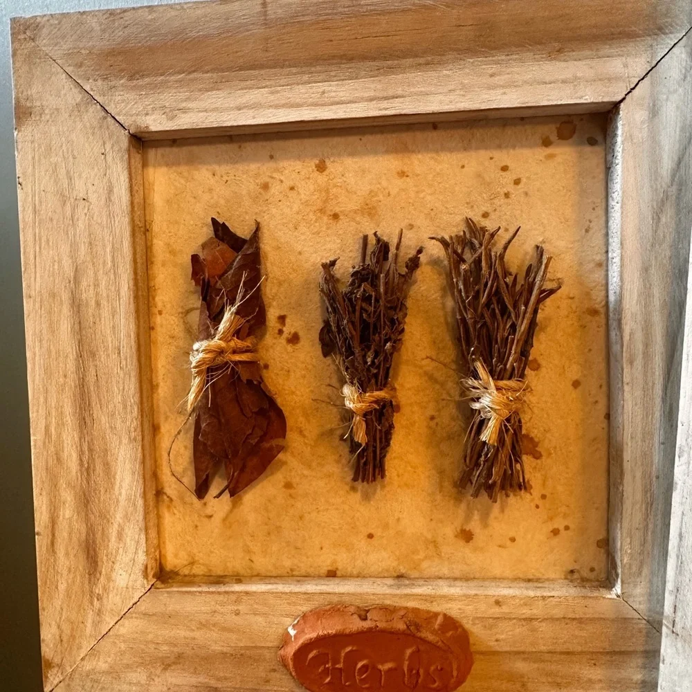 2 Piece Vintage Natural Herb &  Spices 9x9” Wall Art Framed